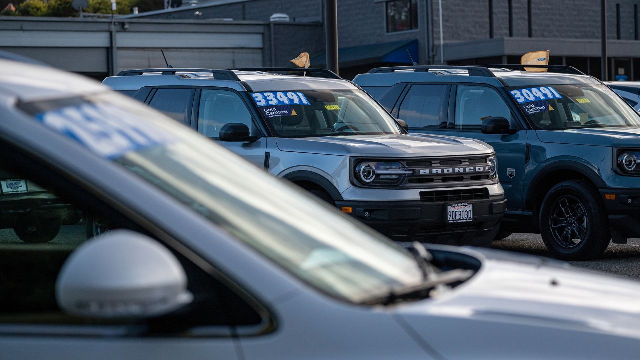 Used vehicles for sale at a dealership in Colma, California, on Tuesday, Feb. 21, 2023. 