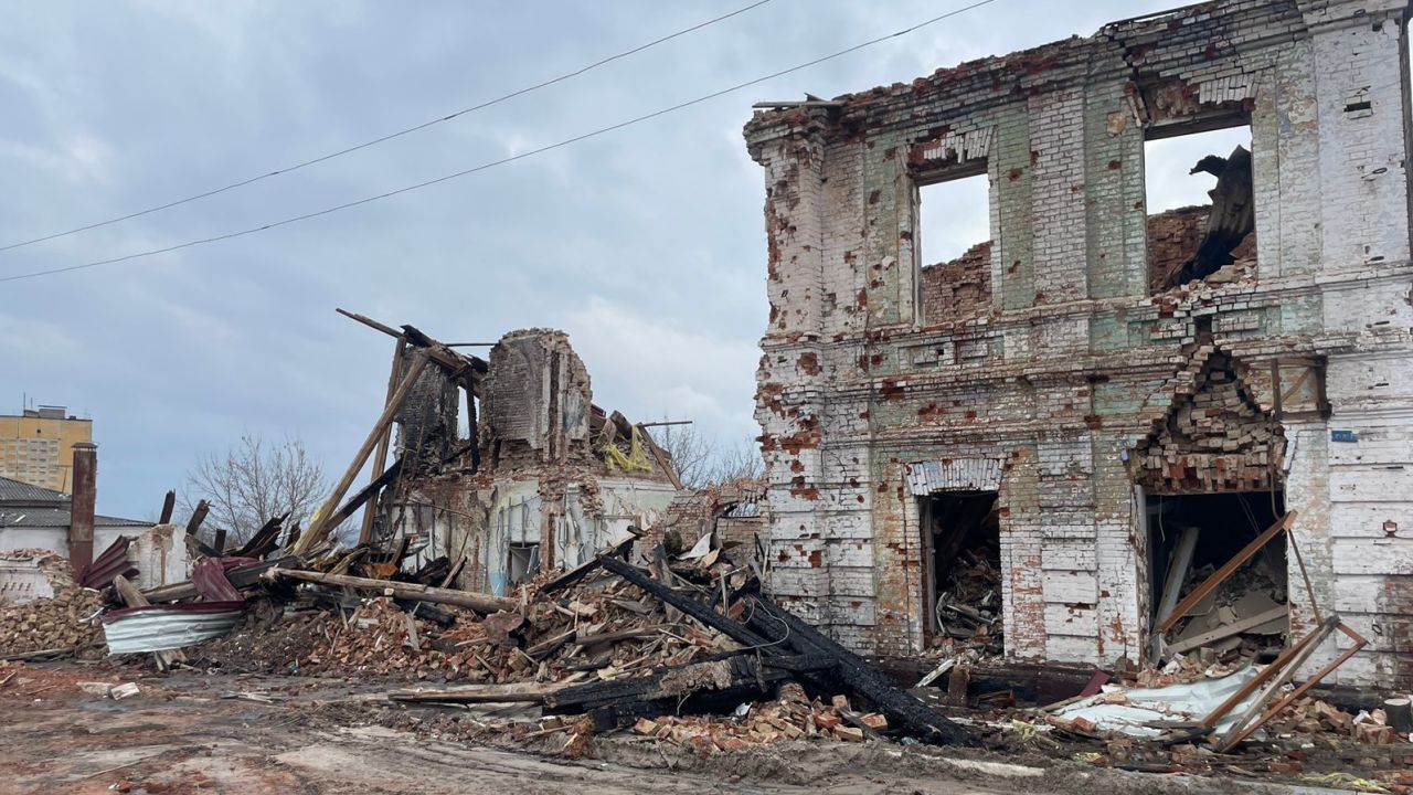 Shelling has caused damaged to buildings in Kupiansk, in Ukraine's northeastern Kharkiv region.