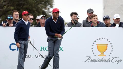 Fowler (left) and Finau (right) played together at the 2019 Presidents' Cup in Melbourne, Australia.