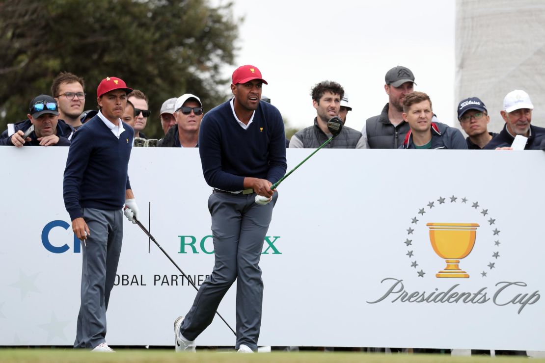 Fowler (L) and Finau (R) played together at the 2019 Presidents Cup in Melbourne, Australia.