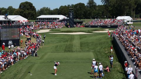 Korda in action at the 2021 Solheim Cup at Inverness Club in Toledo, Ohio.