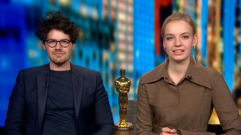 Director Daniel Roher and Dasha Navalnaya appear on CNN after the CNN documentary based on Alexey Navalny's life won the Oscar. 