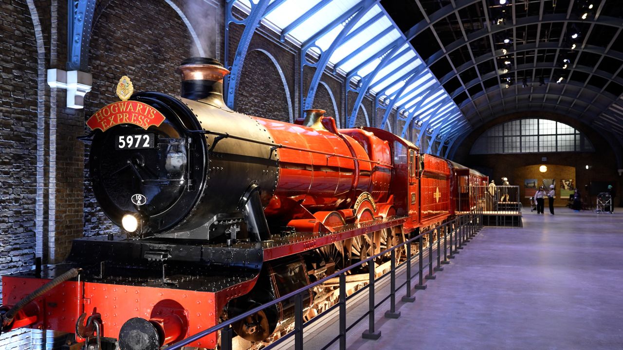 A model of the famed Hogwarts Express train in Tokyo, which was transported from London to Japan.