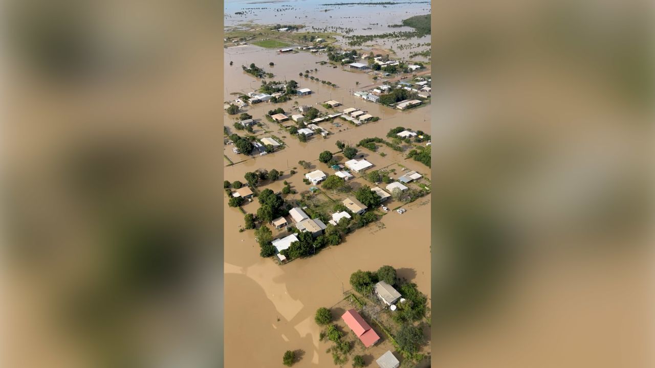 Flooding due to heavy rain in Burketown, Queensland, Australia, on Saturday.