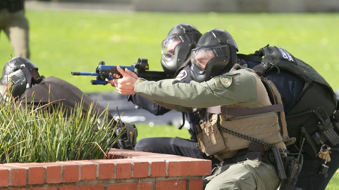 Law enforcement participates in active shooter training drill at Biola University in California.