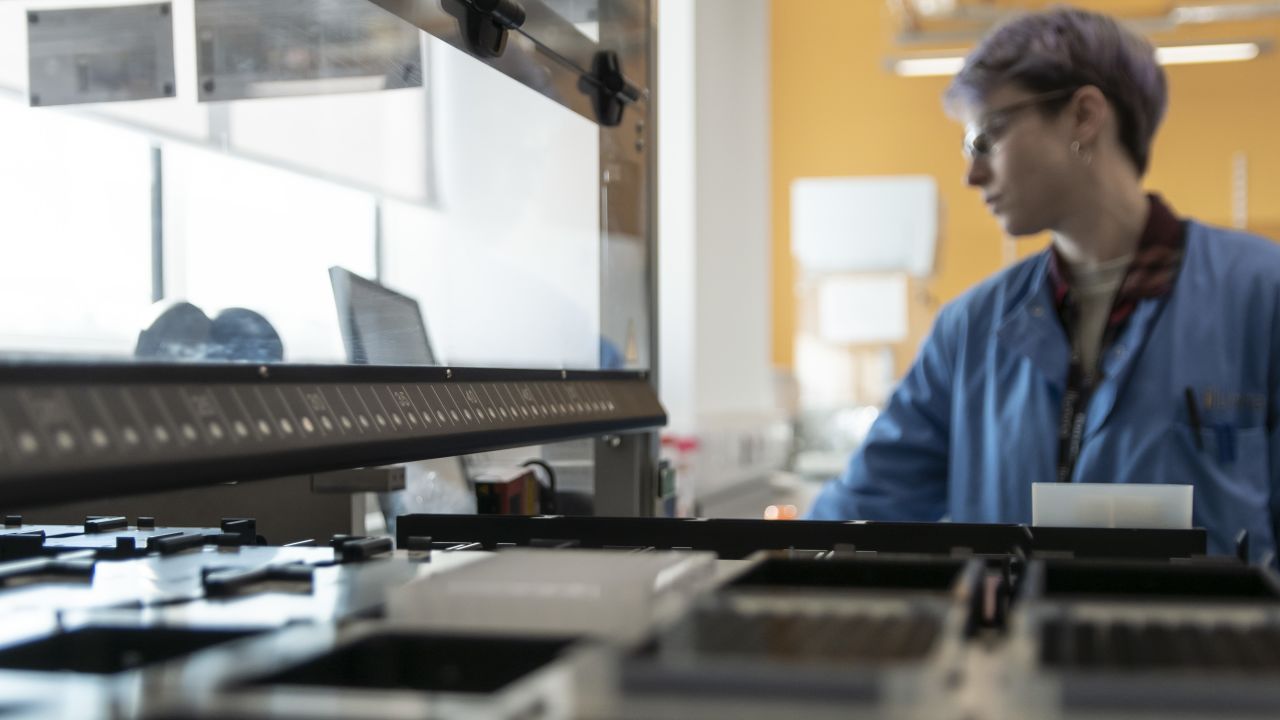 Illumina equipment in a sequencing laboratory. The cost of sequencing the human genome has fallen significantly in the last 15 years, says the company.