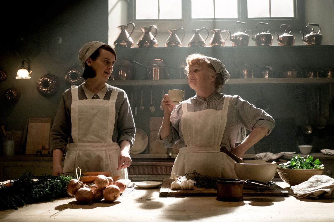 Sophie McShera as Daisy Mason and Lesley Nicol as Mrs. Patmore in 2019's "Downton Abbey" movie.