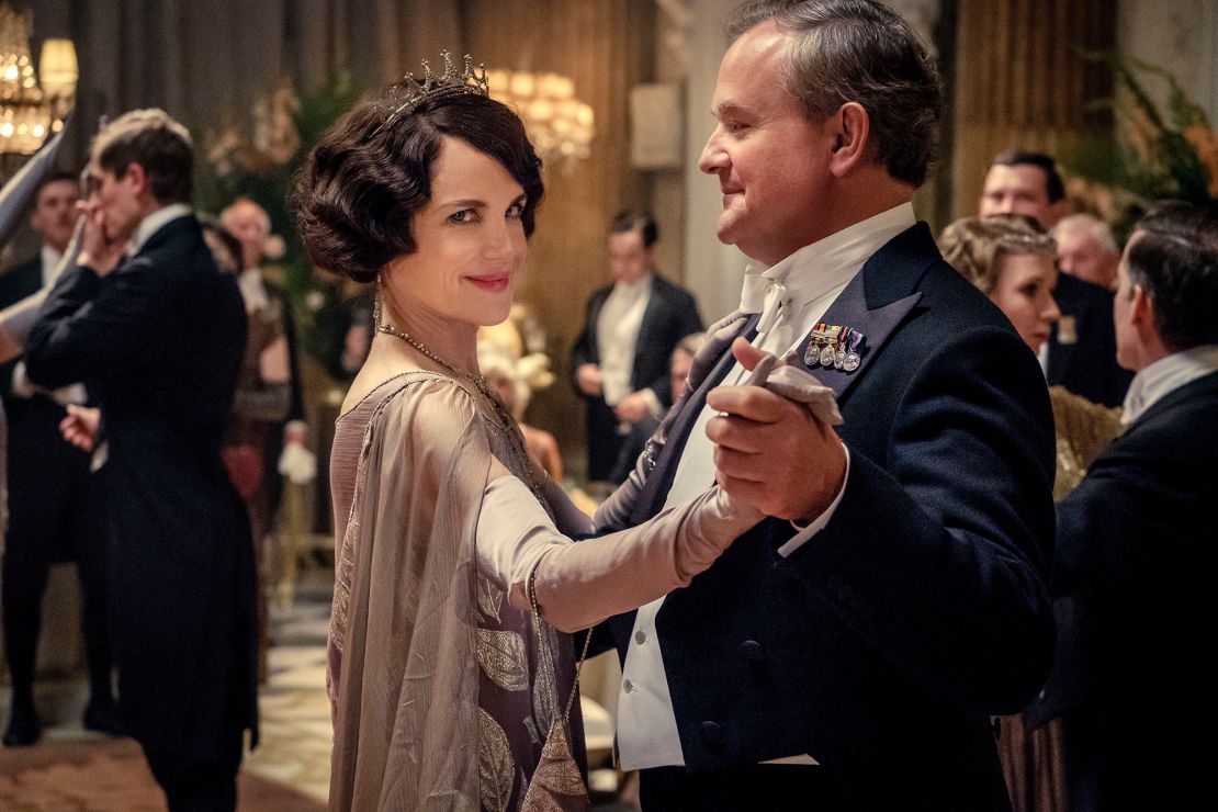 Elizabeth McGovern as Lady Grantham and Hugh Bonneville as Lord Grantham in the "Downton Abbey" movie, 2019.