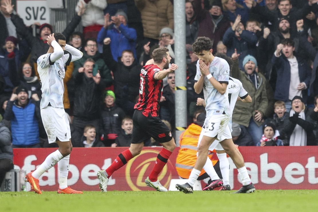 After beating Manchester United 7-0, Liverpool went on to lose 1-0 to Bournemouth.