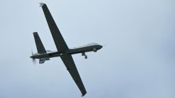 In this February 21 photo, a U.S. Air Force 119th Wing MQ-9 Reaper flys over the airfield during Cope North 23 at Andersen Air Force Base, Guam.