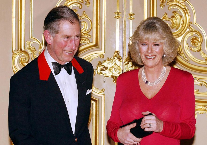 Charles and Camilla pose for photos at Windsor Castle after their engagement was announced in February 2005.