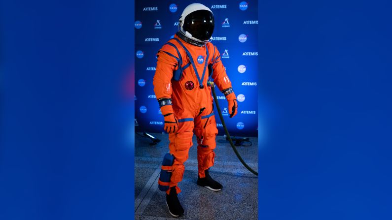 Dustin Gohmert, Orion crew survival systems project manager at NASA's Johnson Space Center, poses for a portrait while wearing the Orion Crew Survival System (OCSS) suit on October 15, 2019, at NASA Headquarters in Washington, DC. The suit is designed for a custom fit and incorporates safety technology and mobility features that will help protect astronauts while they're aboard the Orion spacecraft.