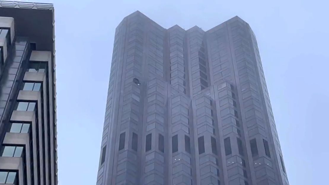 The San Francisco Fire Department shot footage of the broken high-rise window.