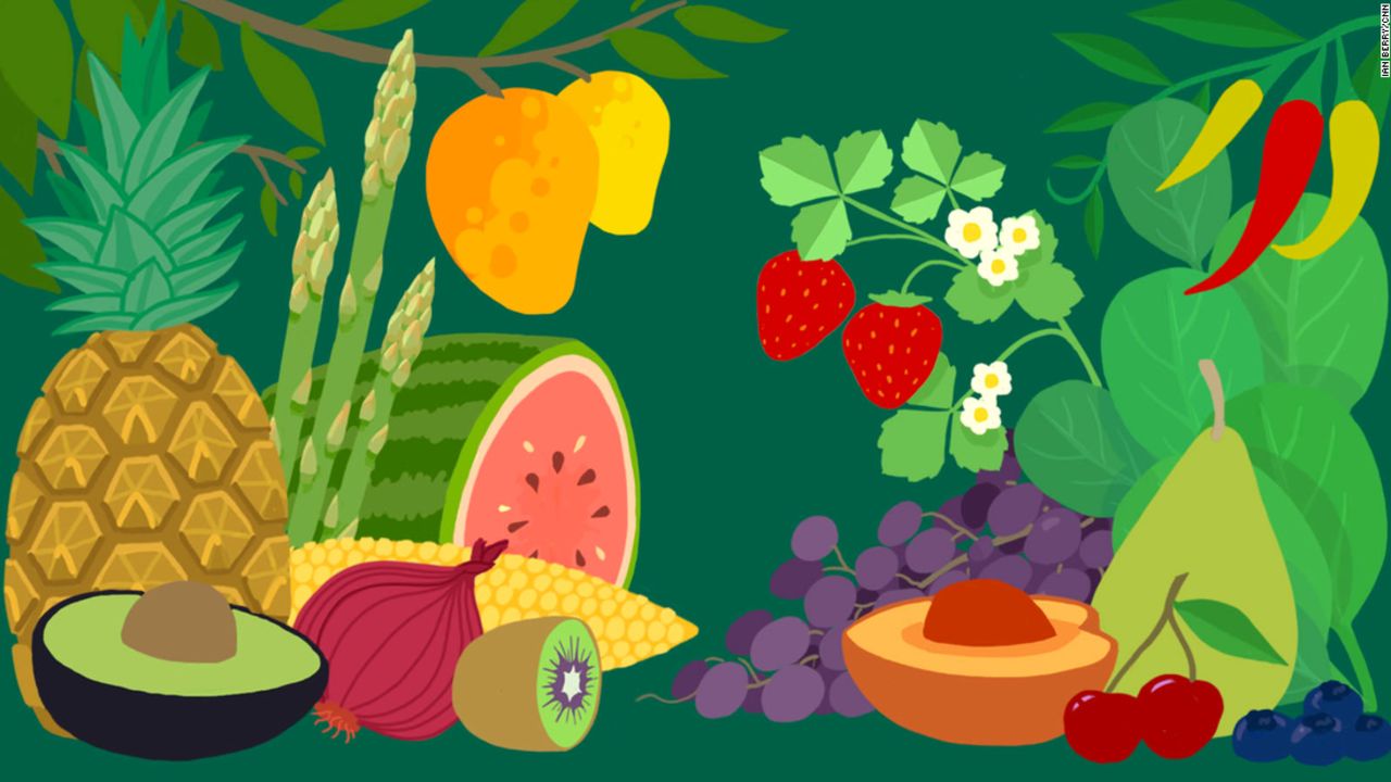 Hay frutas y verduras cultivadas convencionalmente que tienen un bajo contenido de pesticidas.