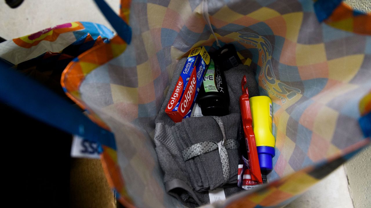 Clothing and hygiene items prepared for newly released Delmar Willis, who was bailed out of jail by The Bail Project on March 9 in Tulsa, Oklahoma.