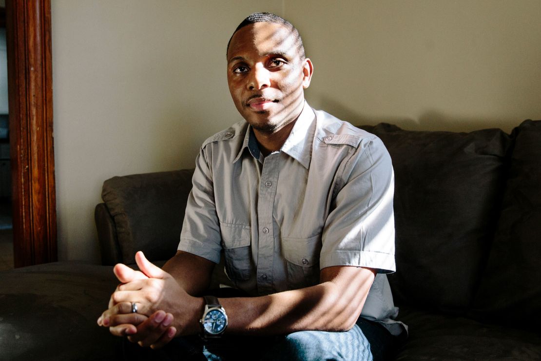 Elizer Darris sits for a portrait in the living room of his Minneapolis home in October 2016.