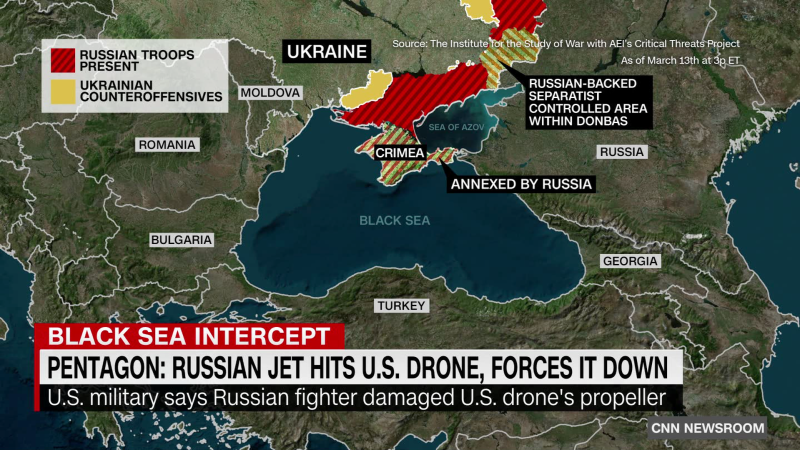 Russian fighter jet forces down U S drone
