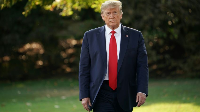 President Donald Trump comes out of the Oval Office for his departure from the White House on September 16, 2019 in Washington, DC.