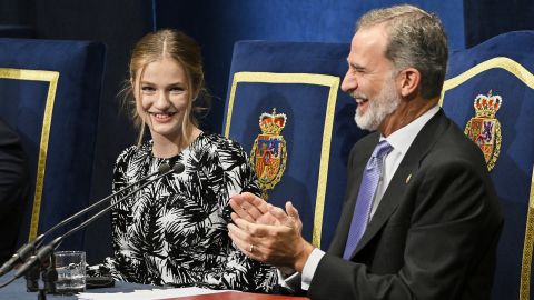 Crown Princess Leonor, pictured with her father King Felipe