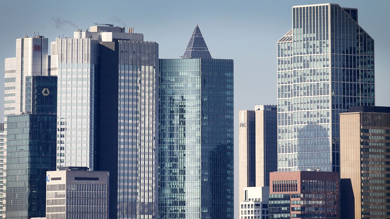 The central financial and business district in Frankfurt am Main, Germany