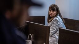 Polish activist Justyna Wydrzynska is seen in the courtroom after being found guilty of giving abortion assistance in district court in Warsaw, March 14, 2023. 