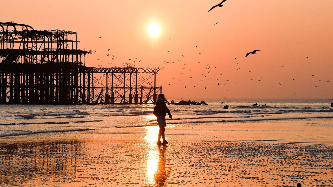 Birds start to roost on the West Pier in Brighton, England, during the spring equinox.