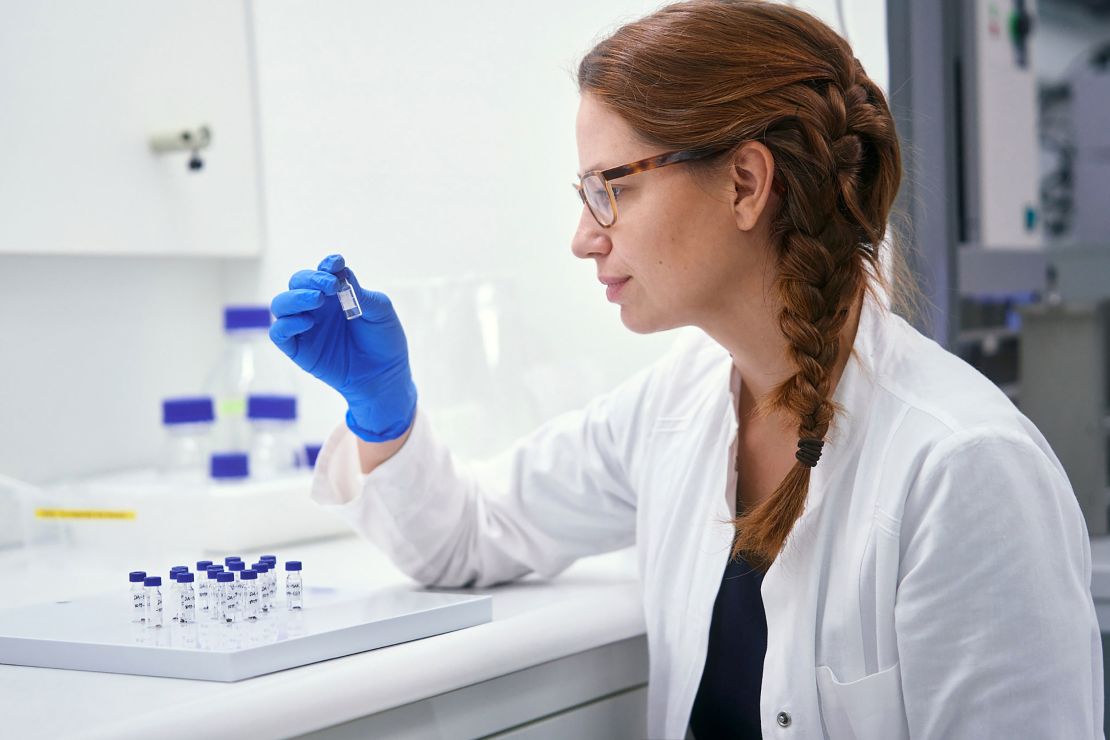 Barbara Huber, a doctoral researcher of archaeology at the Max Planck Institute of Geoanthropology in Jena, Germany, works in her lab.