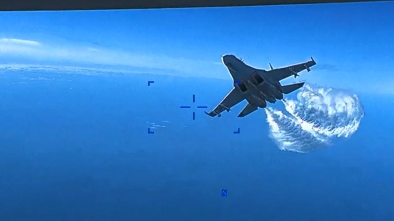 See footage of Russian jet forcing down US drone