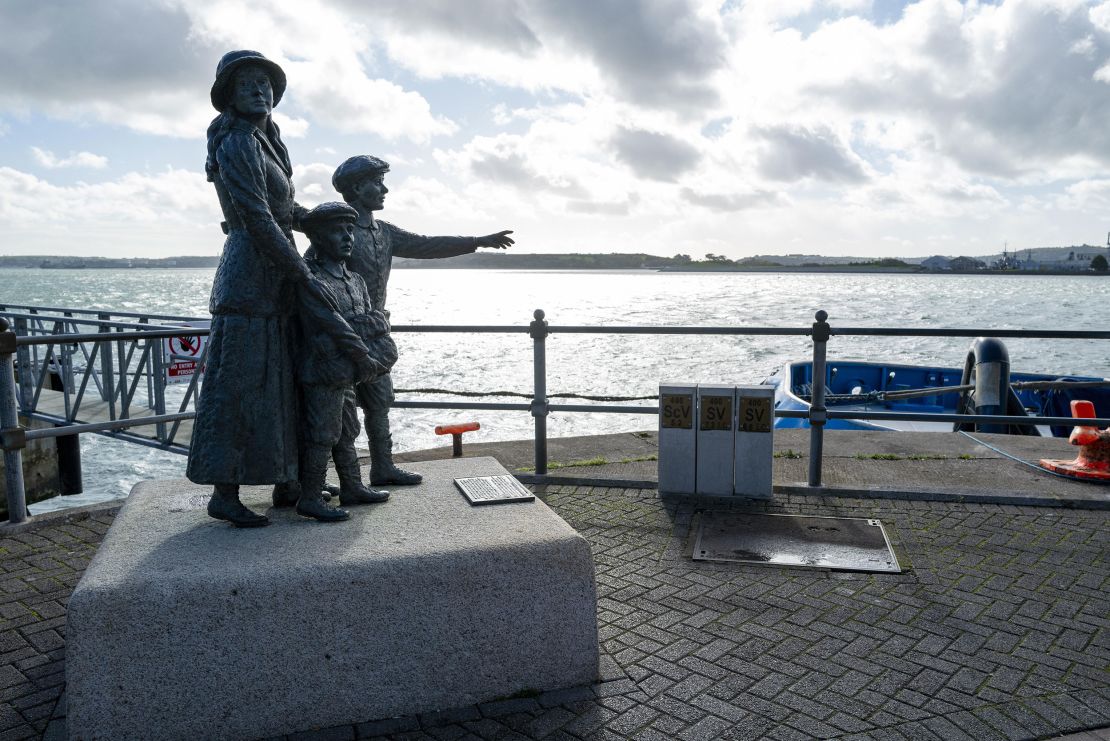 This sculpture in Cobh, Ireland, depicts Annie Moore and her two younger brothers, Anthony and Philip.