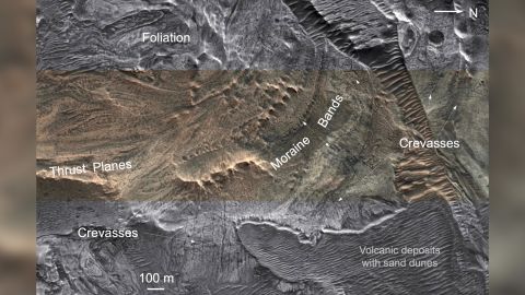 Details of the glacier can be seen in this high-resolution image of the feature.
