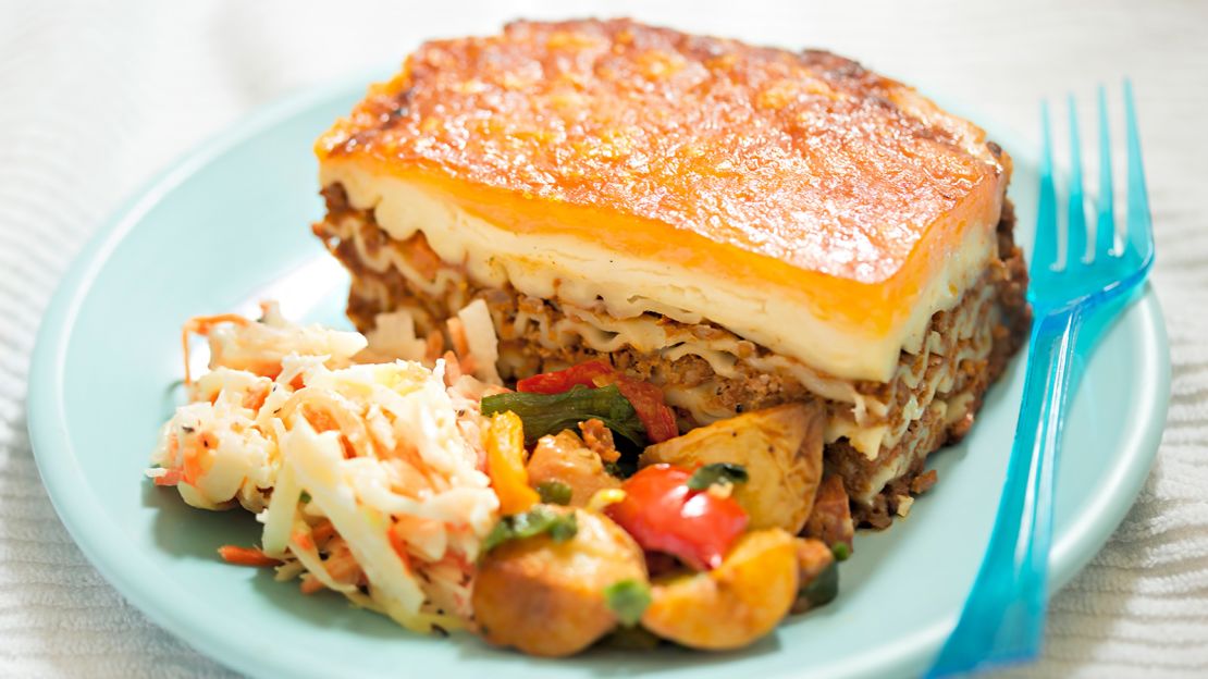 Lasagne with coleslaw: It's not the Italian way but it will fill you up. 