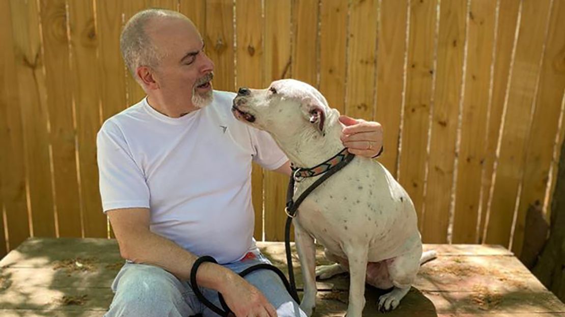 Joe Labriola, PAWS Atlanta Executive Director, and Demelza, in 2020. Demelza has since been adopted.