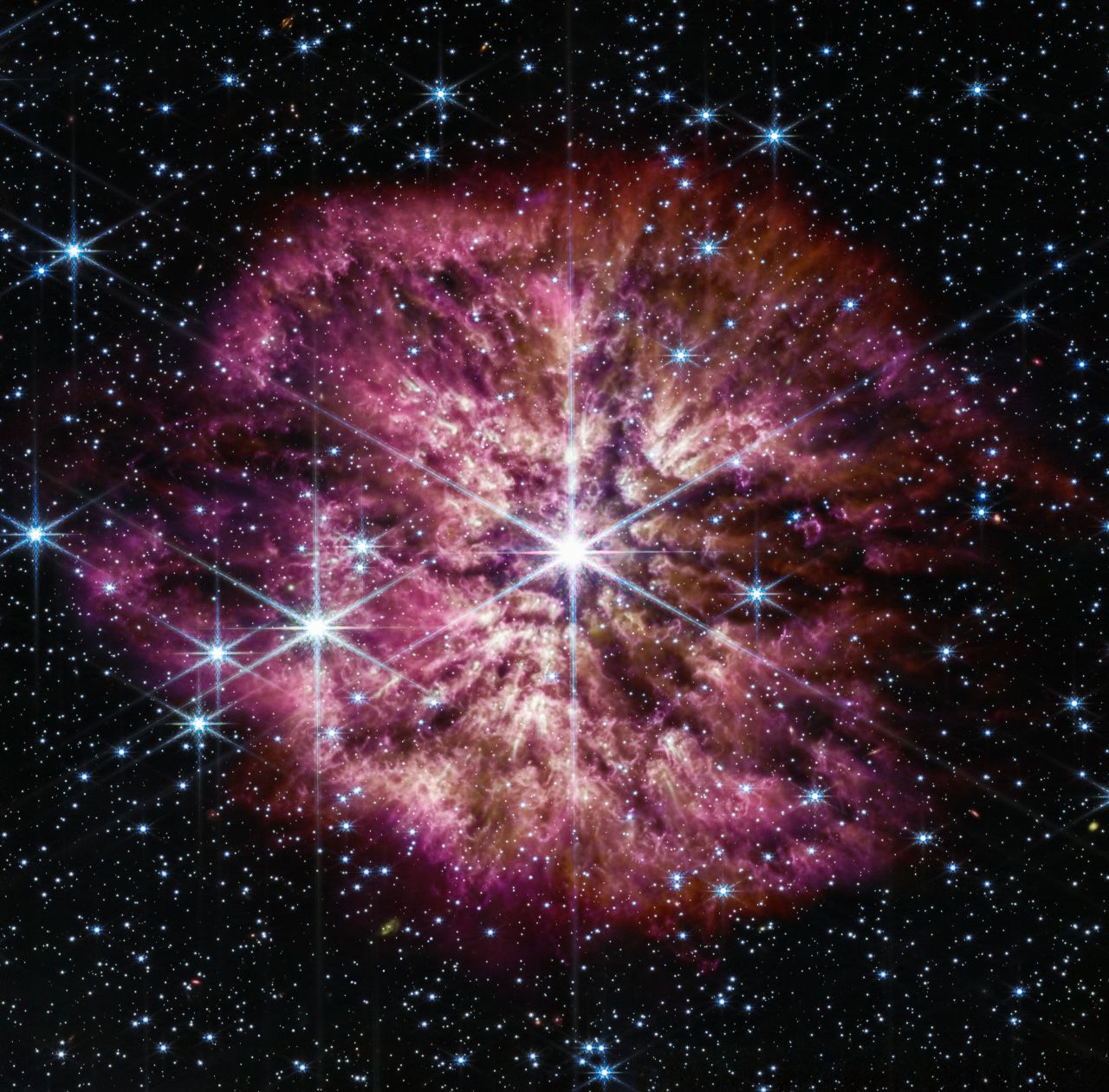 A new image released on Tuesday, March 14, from NASA's James Webb Telescope, shows the Wolf-Rayet star WR 124 captured in infrared light. Wolf-Rayet stars are some of the most luminous and massive stars in the universe.