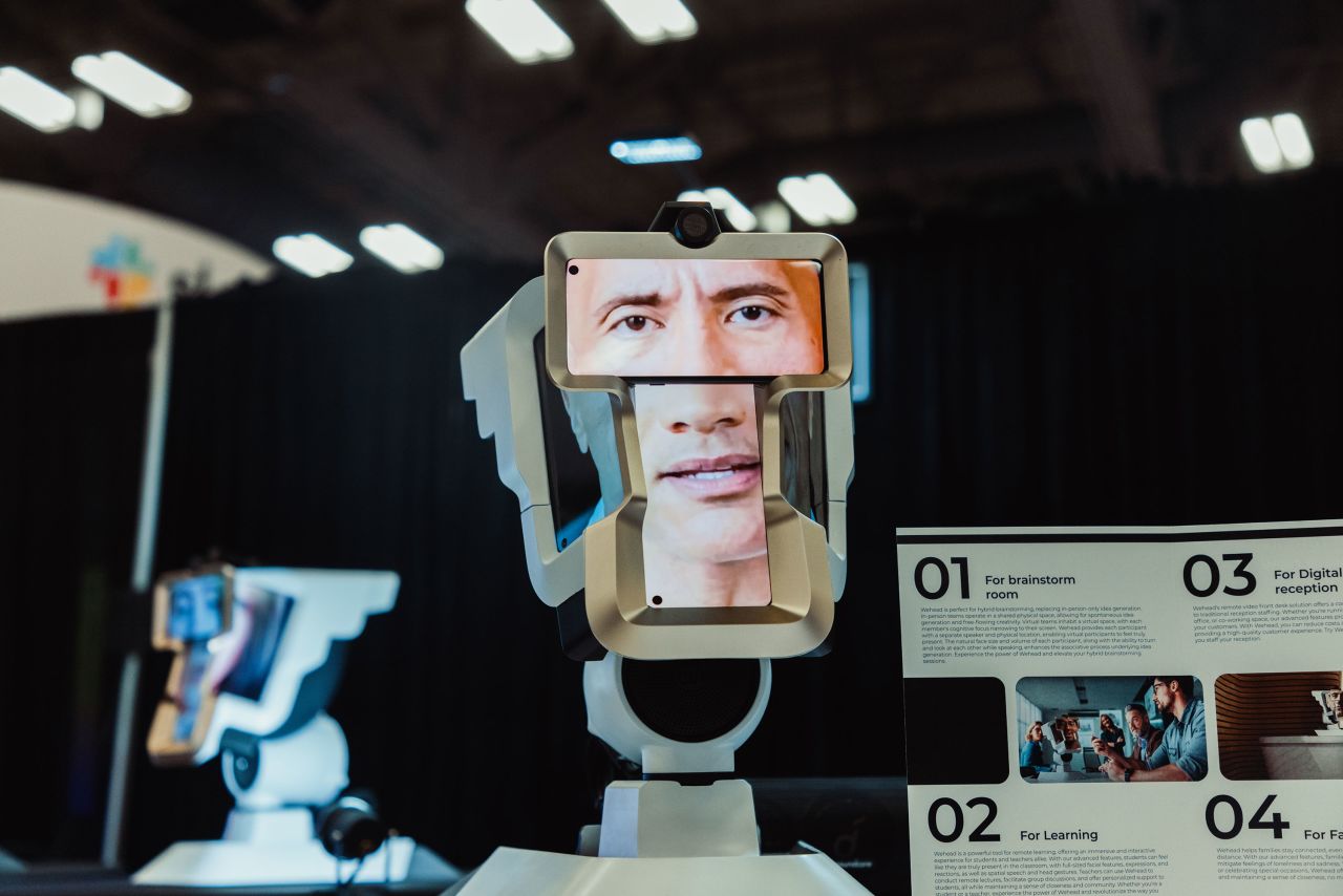 A face is displayed on screens during a demonstration at the South by Southwest conference in Austin, Texas, on Tuesday, March 14.