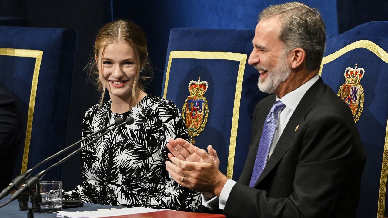 Crown Princess Leonor, pictured with her father King Felipe.