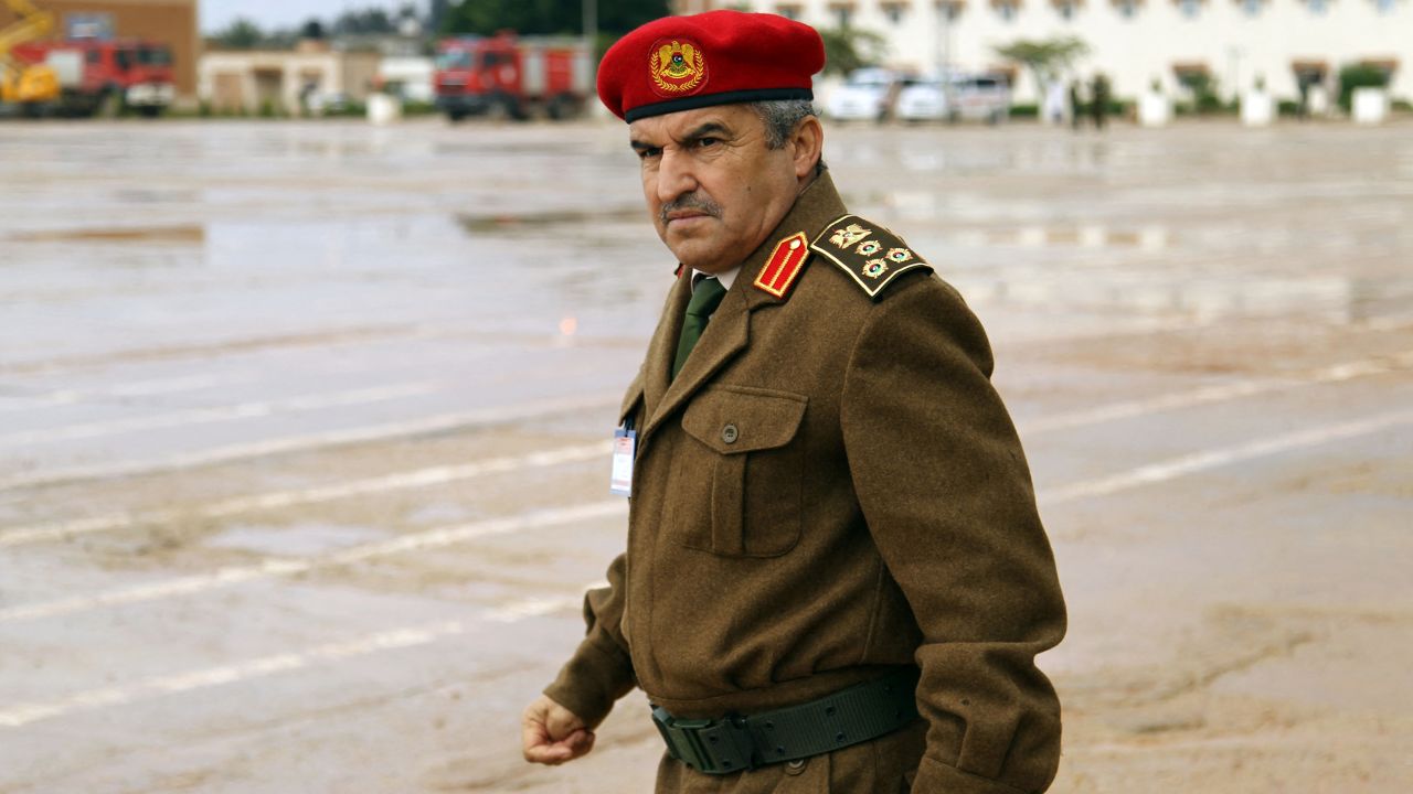 Libyan National Army spokesman Khaled Al Mahjoub, pictured in 2018, said the barrels were found 3 miles from a warehouse where they being stored. 