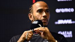 Mercedes' British driver Lewis Hamilton speaks during a press conference at the Jeddah Corniche Circuit on March 16, 2023, ahead of the 2023 Saudi Arabia Formula One Grand Prix. (Photo by Ben Stansall / AFP) (Photo by BEN STANSALL/AFP via Getty Images)