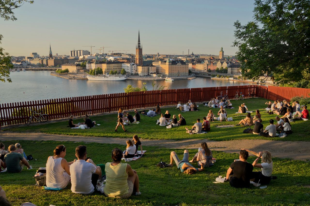 <strong>6. Sweden: </strong>Life evaluations over the three pandemic years have been "remarkably resilient," the report says. Stockholm's Södermalm neighborhood is pictured.