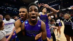 JP Pegues scored the game-winning three as the Furman Paladins upset the Virginia Cavaliers in the first round of March Madness.