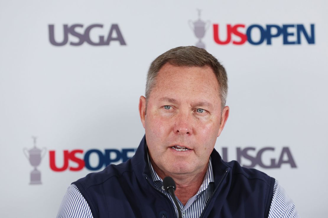 CEO of the USGA Whan speaks to the media ahead of the 122nd U.S. Open Championship in June 2022.