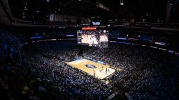 PHILADELPHIA, PA - MARCH 27: A general wide overall view of the court during a game between the St. Peter's Peacocks and North Carolina Tar Heels during the Elite Eight round of the 2022 NCAA Mens Basketball Tournament held at Wells Fargo Center on March 27, 2022 in Philadelphia, Pennsylvania. (Photo by Ben Solomon/NCAA Photos via Getty Images)