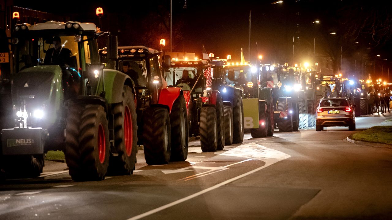 Tractors at the Provincial House of North Brabant during a demonstration on March 14, 2023. 