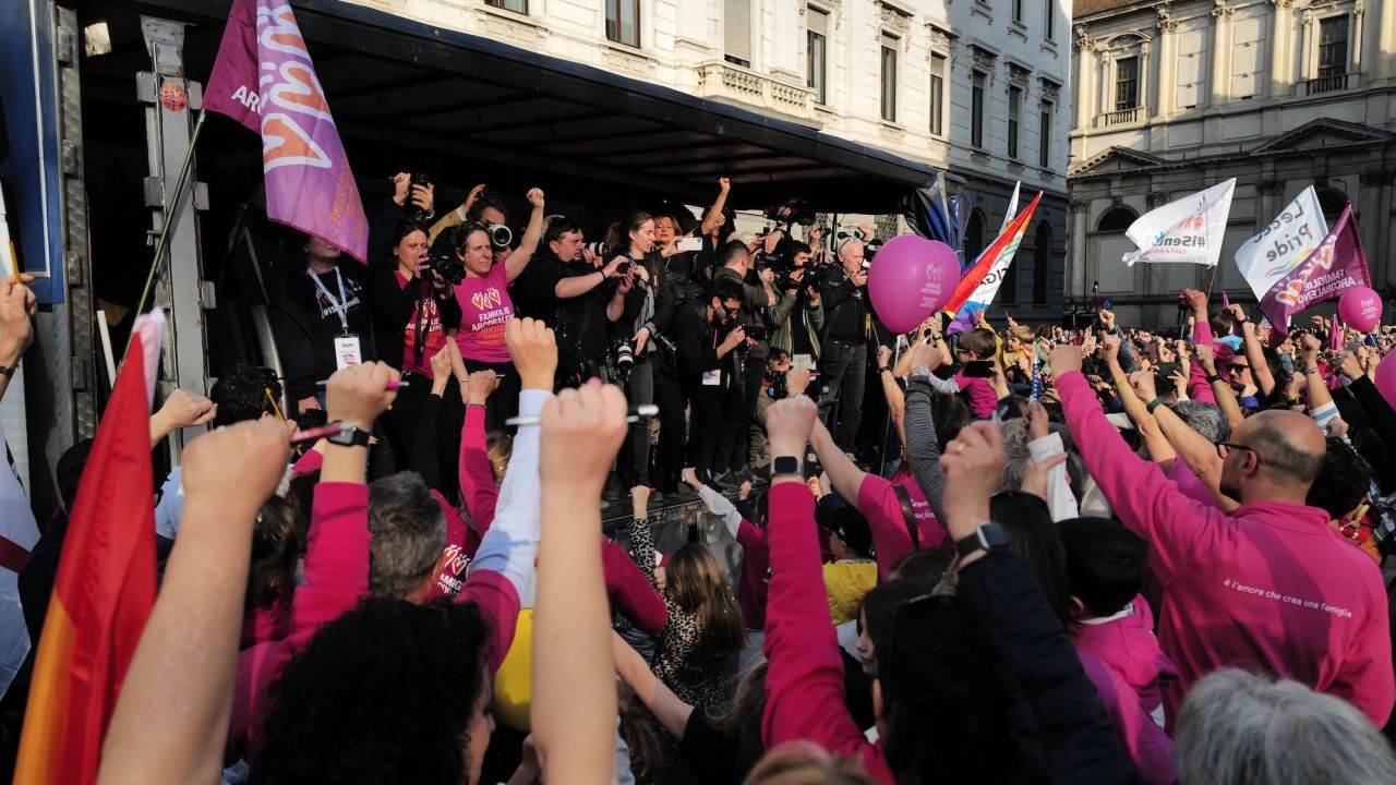 Organizers said the protests in Milan on Saturday drew thousands.
