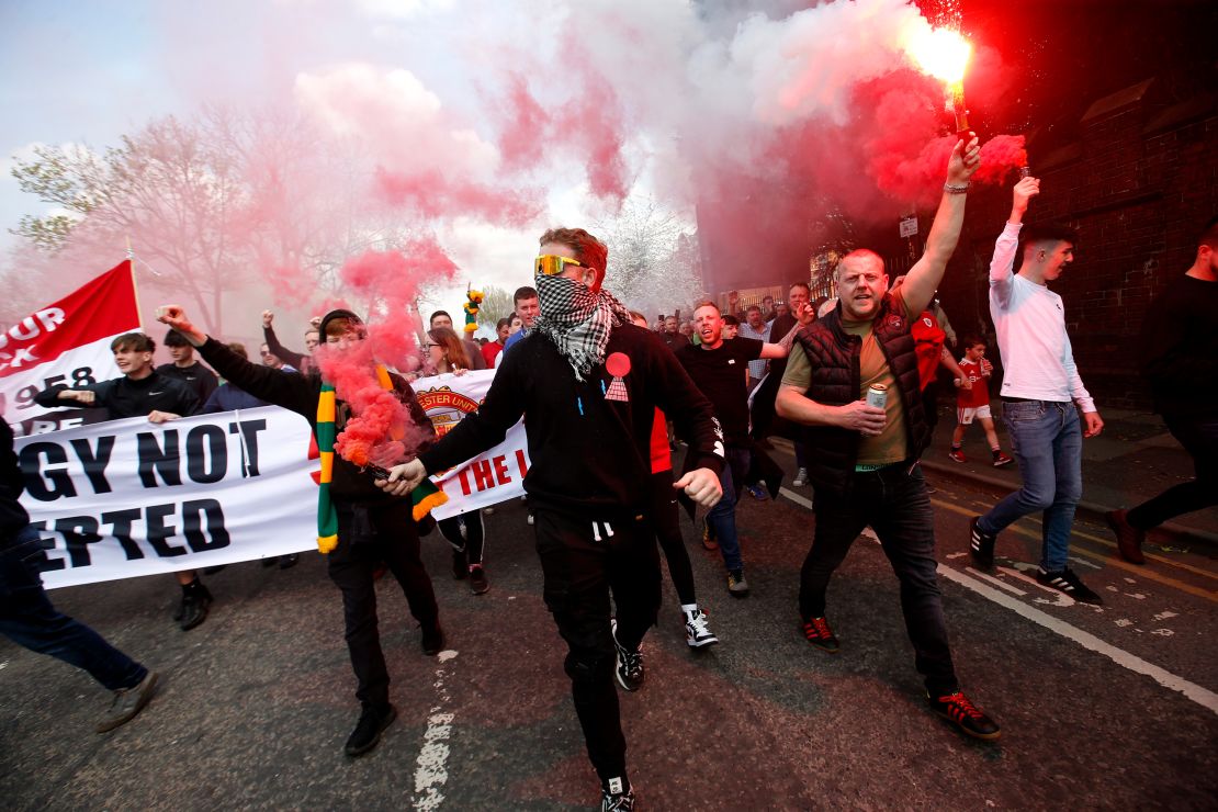 Manchester United supporters stage protest against the club's owners in April 2022.