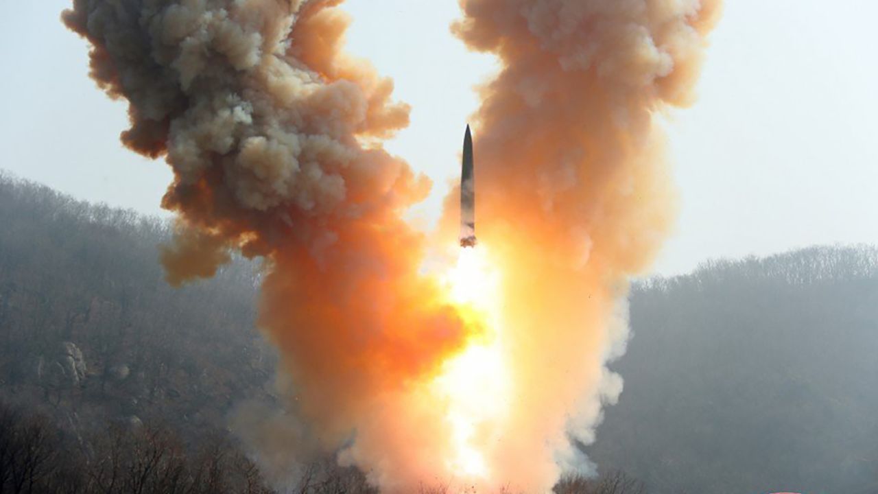 North Korean authorities   media said a ballistic rocket  equipped with a mock atomic  warhead was tested connected  March 19, 2023.