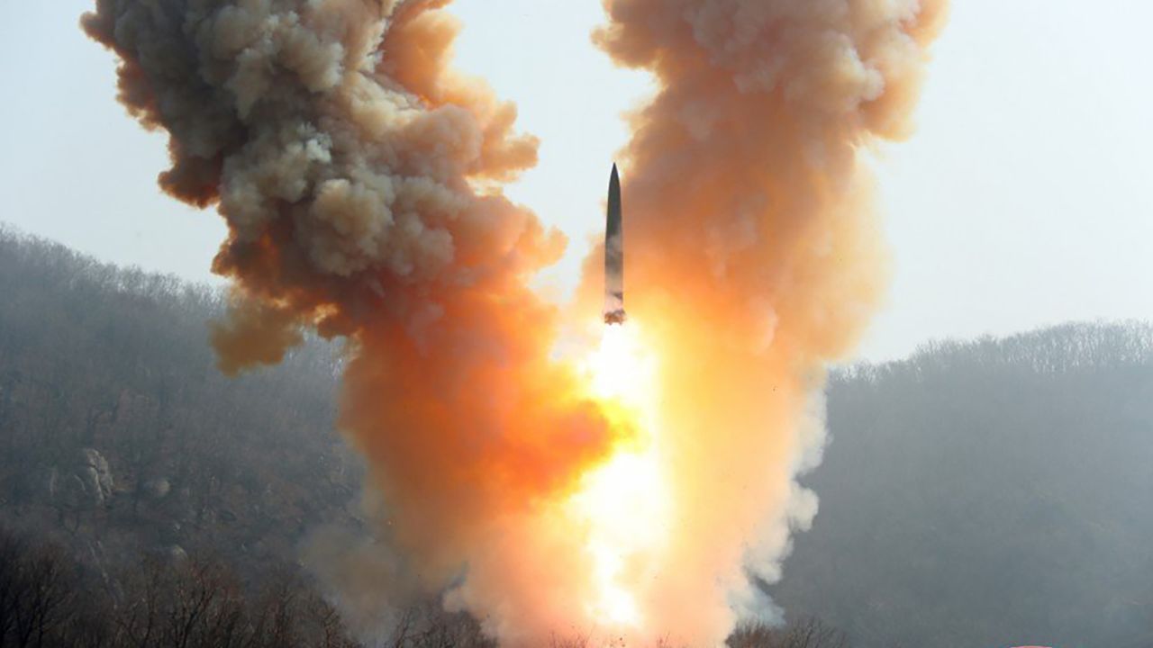 North Korean state media reported that a ballistic missile equipped with a mock nuclear warhead was tested on March 19, 2023.