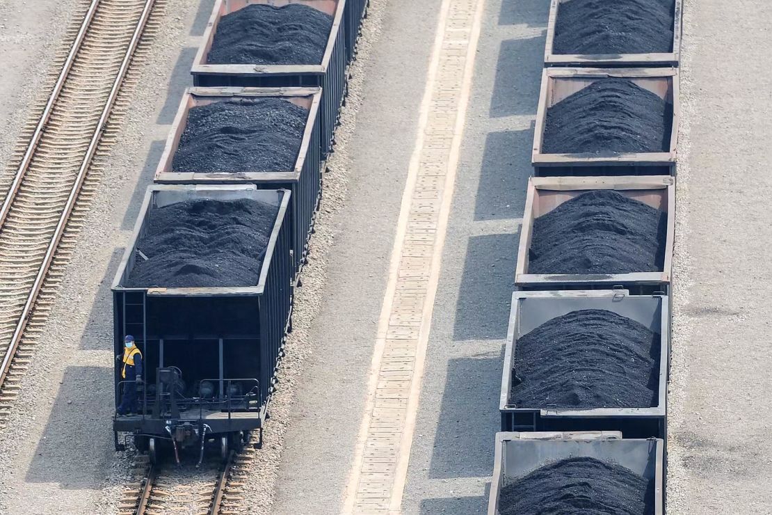 Coal loaded on trains at a coal plant in Huaibei, in China's eastern Anhui province.