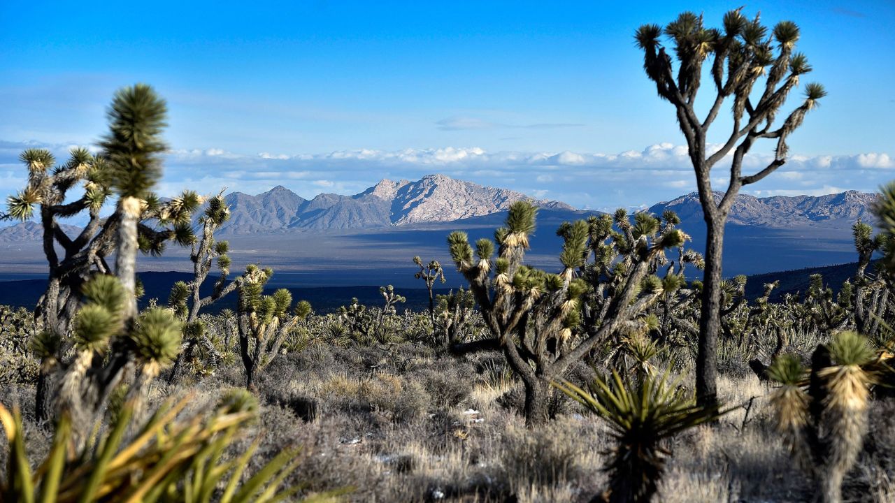 Spirit Mountain is seen across the southern California and Nevada desert. 
