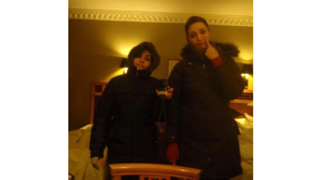 Hollie, right, and Andrea, left, took this photo when they arrived at their hotel room that first evening.