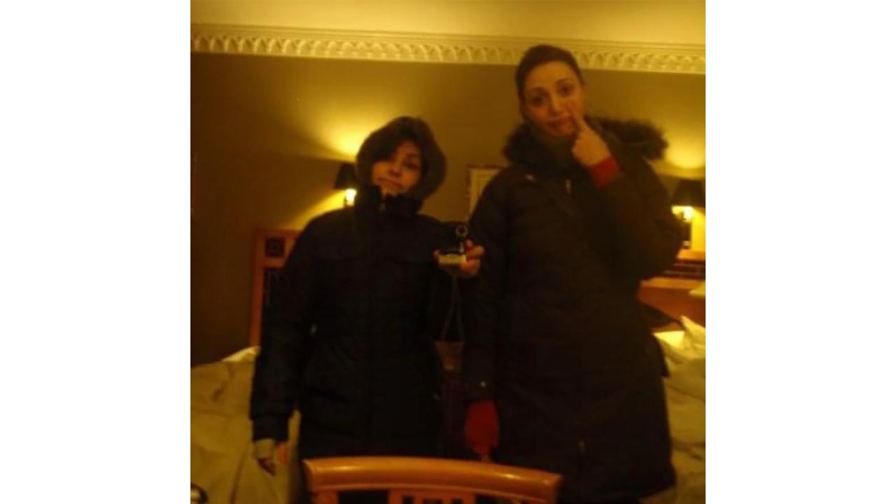 Hollie, right, and Andrea, left, took this photo when they arrived at their hotel room that first evening.